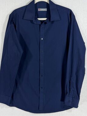 Men’s Dark Navy Long-Sleeve Dress Shirt